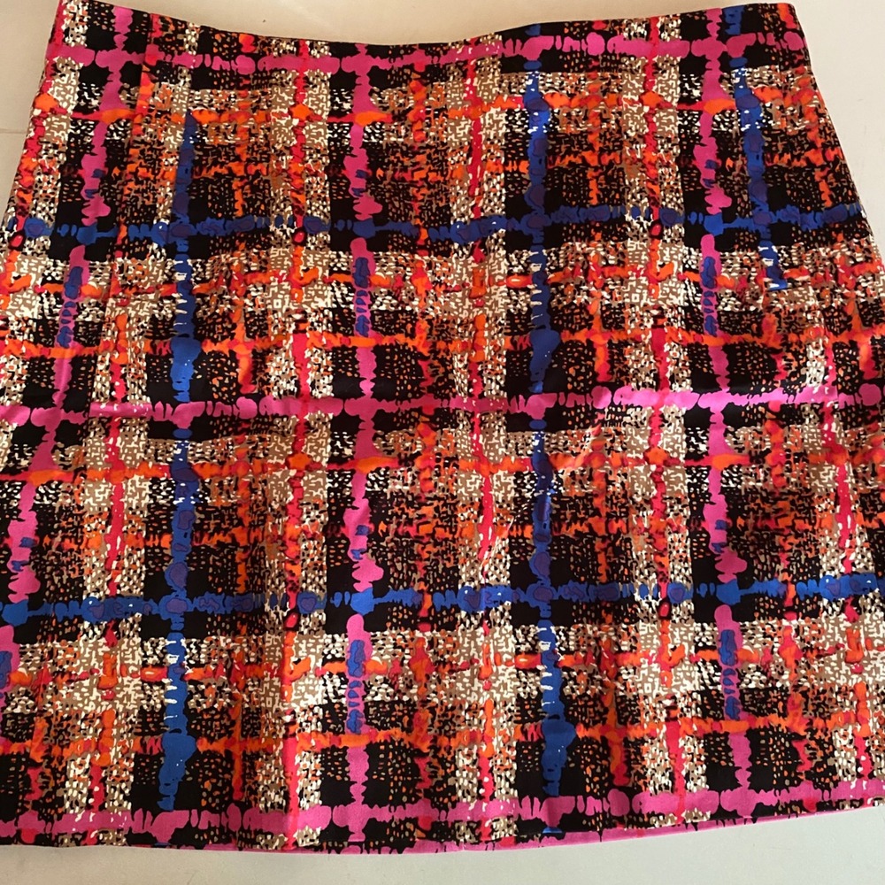 J. Crew NWT Mini Skirt Pink Orange Blue Plaid Party Career Women's Size 6 y2k